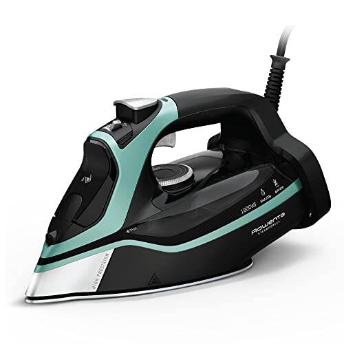 Rowenta Steam Force Stainless Steel Soleplate Steam Iron for Clothes 400 Microsteam Holes 1800 Watts Ironing, Fabric Steamer, Garment Steamer, Digital Display, Precision Tip DW9440 - 1