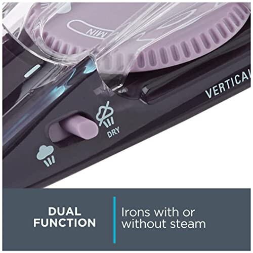 Rowenta, Travel Iron, Pro Compact Stainless Steel Soleplate Steam Iron for Clothes, 200 Microsteam Holes, 1000 Watts Ironing, Fabric Steamer, Dual Voltage, Purple Mini Iron, DA1560 - 7