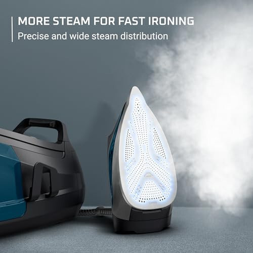 Rowenta, Ütü, Perfect Steam Pro Paslanmaz Çelik Taban Profesyonel Buhar İstasyonu, 1.1L Çıkarılabilir Tank, Hızlı Isınma, 1800 Watt, Buharlı Ütü, Mavi Ütü, DG8624 - 4