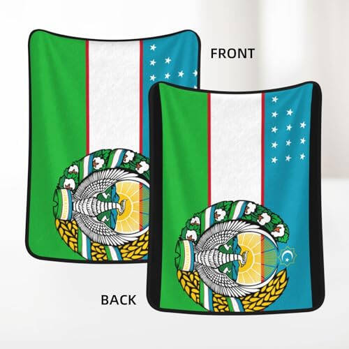 Rqwaaed Flag of Uzbekistan with Coat of Arms Double-Sided Blanket Experience Ultimate Comfort 40x50in - 6