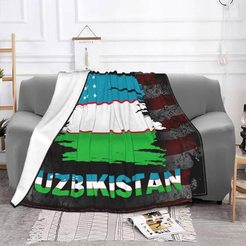 Rqwaaed Vintage Uzbekistan Flag Cozy Up with Our Ultra-Soft Fleece Blanket - Perfect for Home and Travel 60