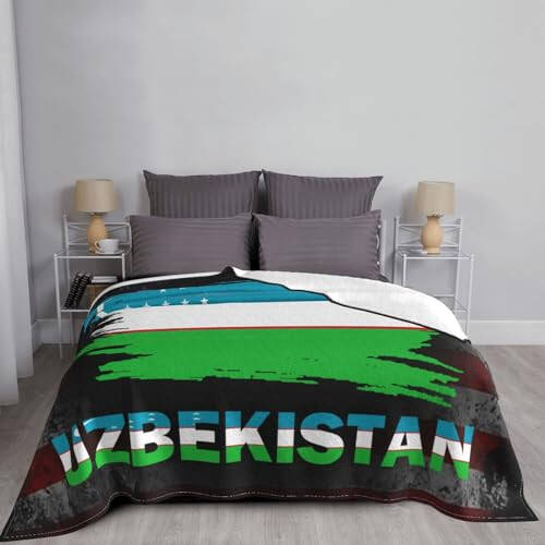 Rqwaaed Vintage Uzbekistan Flag Cozy Up with Our Ultra-Soft Fleece Blanket - Perfect for Home and Travel 60