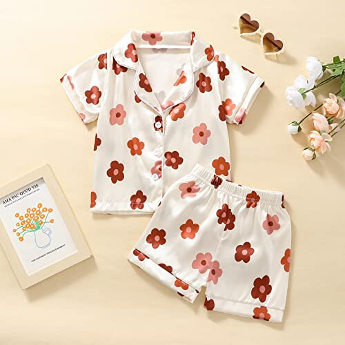 Rtnnsbbfcm Toddler Pajamas Baby Girl Boy Summer Silk Pjs Sleepwear Nightwear Loungewear Pj Set - 37