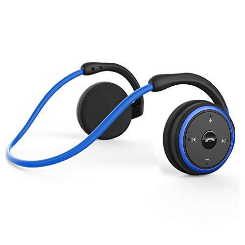 RTUSIA Small Bluetooth Headphones Wrap Around Head - Sports Wireless Headset with Built in Microphone and Crystal-Clear Sound, Foldable and Carried in The Purse, and 12-Hour Battery Life, Blue - 1