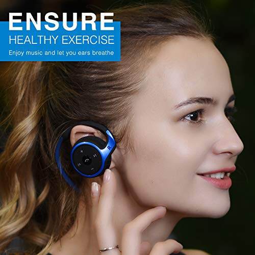 RTUSIA Small Bluetooth Headphones Wrap Around Head - Sports Wireless Headset with Built in Microphone and Crystal-Clear Sound, Foldable and Carried in The Purse, and 12-Hour Battery Life, Blue - 4