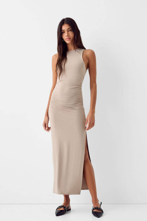 Ruched Sleeveless Midi Dress - 2