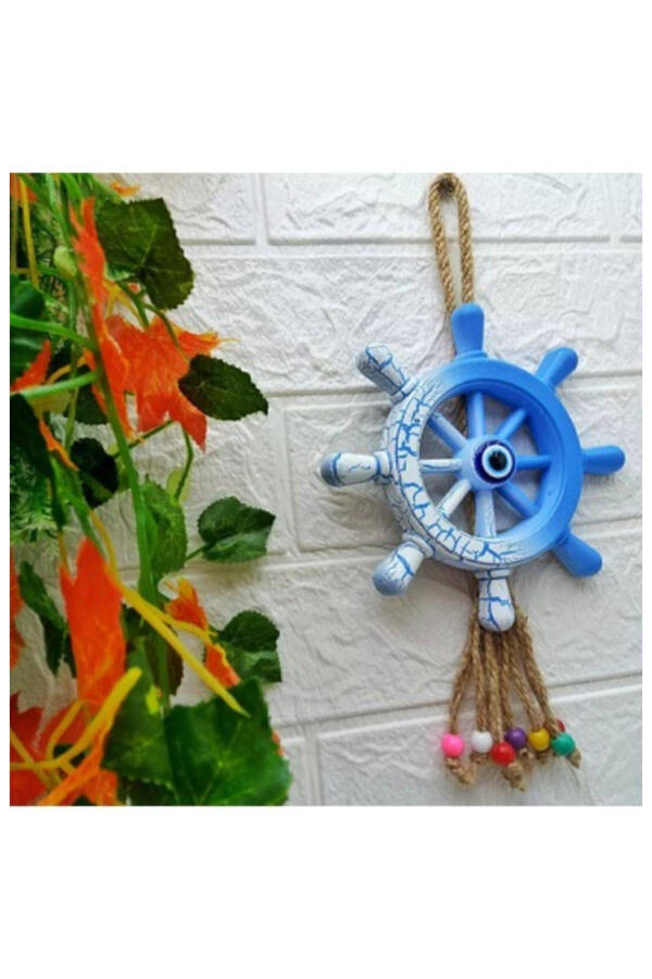 Rudder Figured Nazar Bead Jute Rope Terrace Garden Balcony Summer House Wall Decoration - 6