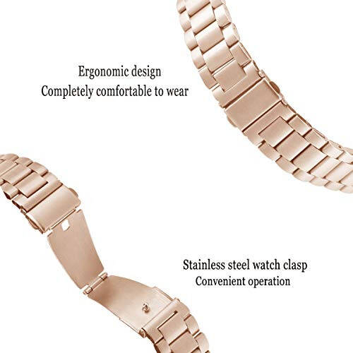 RuenTech Metal Band Compatible for FITVII HM57 Smart Watch Bands, Replacement Stainless Steel Strap Adjustable Metal Wristbands for FITVII HM57 Smartwatch - 5