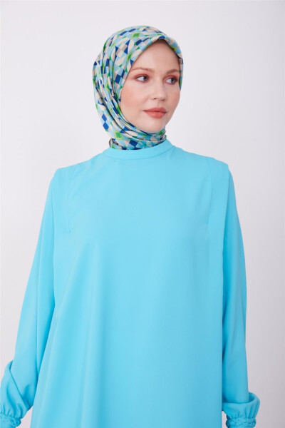 Ruffled shoulder blouse, 23K3342, Aqua - 4