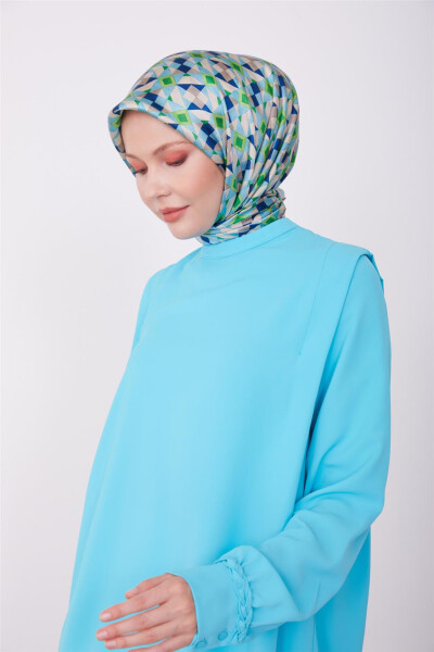 Ruffled shoulder blouse, 23K3342, Aqua - 5