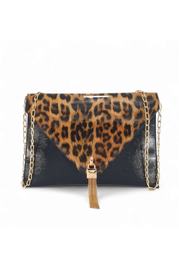 Rugan Leopar Desenli Zincir Askılı Kadın Portföy & Clutch Çanta - 10