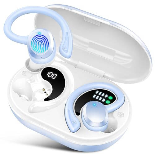 Rulefiss Wireless Earbuds Bluetooth Headphones Sport, 2024 Bluetooth 5.3 Earbuds 14.2mm Driver Stereo Over Ear Buds, 48Hrs Earphones with Earhook, Noise Cancelling Mic, IP7 Waterproof for Android iOS - 1