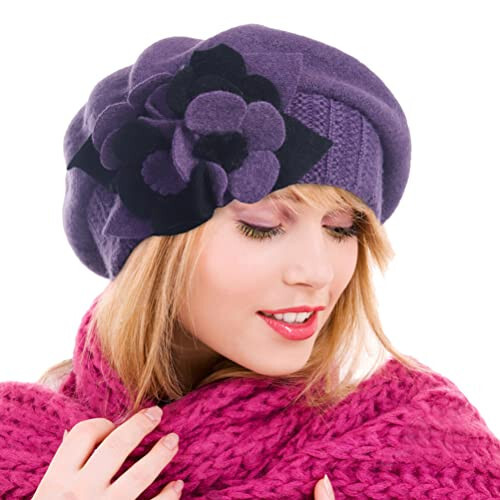 Ruphedy Women's Beret Hat Chic French Beret Beanie Wool Dress Winter Hats Hy022 - 1