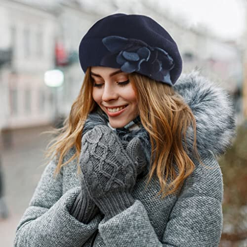 Ruphedy Women's Beret Hat Chic French Beret Beanie Wool Dress Winter Hats Hy022 - 7