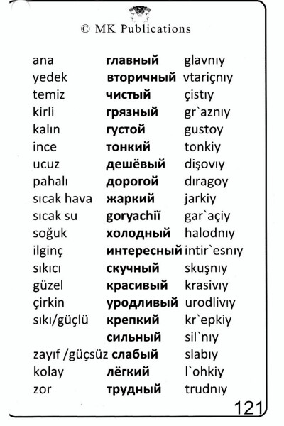 Rus tilidagi Zanjirli So'z Karta To'plami (Otlar + Fe'llar) - Cho'ntak O'lchami - 1200 So'z - 1200 Rasmlar - 13