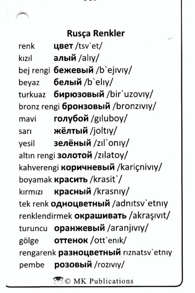 Rus tilidagi Zanjirli So'z Karta To'plami (Otlar + Fe'llar) - Cho'ntak O'lchami - 1200 So'z - 1200 Rasmlar - 16