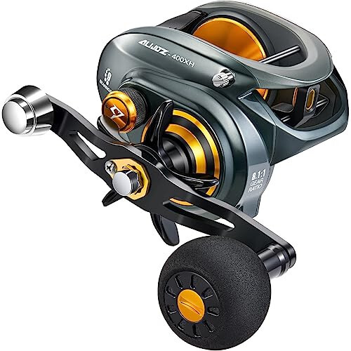 Рыболовная катушка Piscifun Alijoz 400 Baitcaster, Максимальное сопротивление 38 фунтов, алюминиевая рама из сплава, доступна в передаточном числе 6,6:1/8,1:1, низкопрофильная катушка для ловли в пресной и морской воде для мускуса - 7