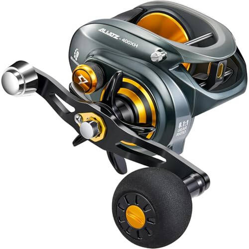 Рыболовная катушка Piscifun Alijoz 400 Baitcaster, Максимальное сопротивление 38 фунтов, алюминиевая рама из сплава, доступна в передаточном числе 6,6:1/8,1:1, низкопрофильная катушка для ловли в пресной и морской воде для мускуса - 1