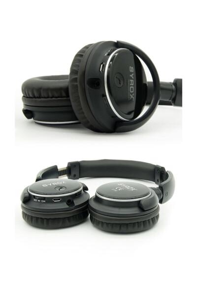 S16 Black Wireless Bluetooth Headphones with Memory Card Slot - 9