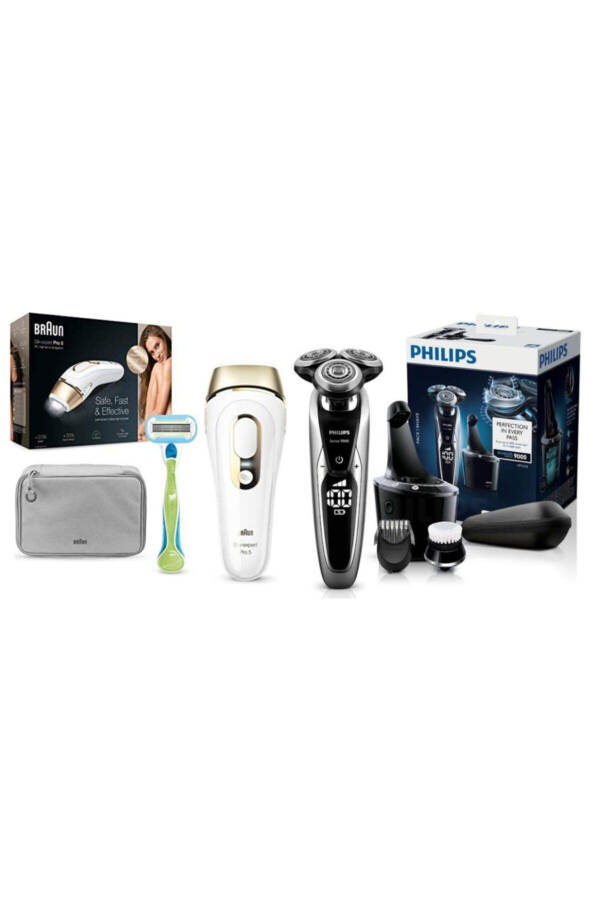 S9711/31 Wet & Dry Electric Shaver and Braun Silk Expert Pro5 Pl5014 IPL Laser Hair Removal Set - 1