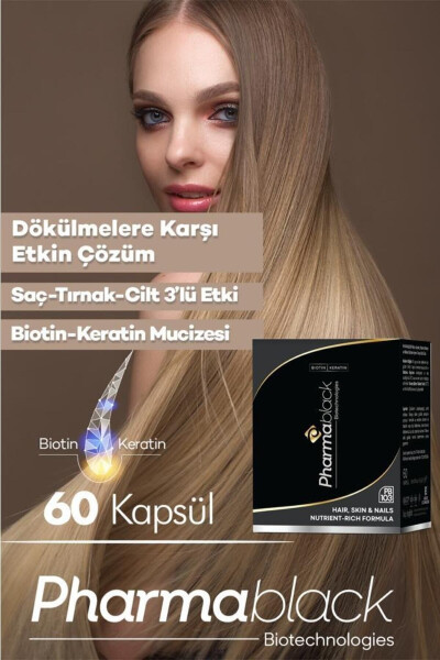 Saç Dökülmelerine Karşı Biotin & Keratin Vitamin Kompleksi 60 Kapsül - 23 Etken Madde / 2 Aylık Doz - 20