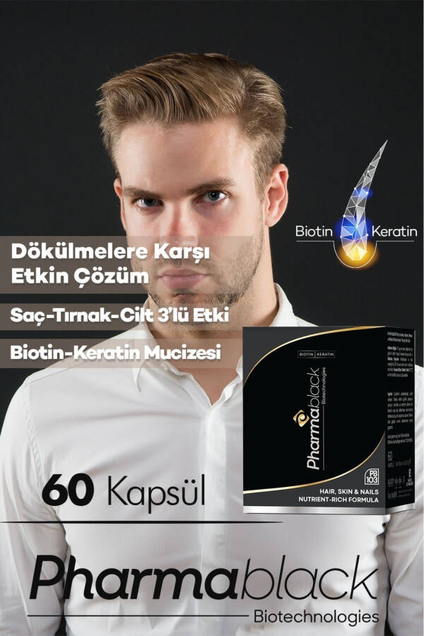 Saç Dökülmelerine Karşı Biotin & Keratin Vitamin Kompleksi 60 Kapsül - 23 Etken Madde / 2 Aylık Doz - 21