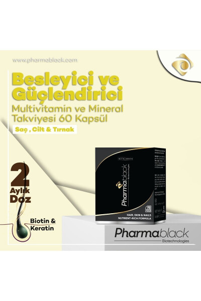 Saç Dökülmelerine Karşı Biotin & Keratin Vitamin Kompleksi 60 Kapsül - 23 Etken Madde / 2 Aylık Doz - 22