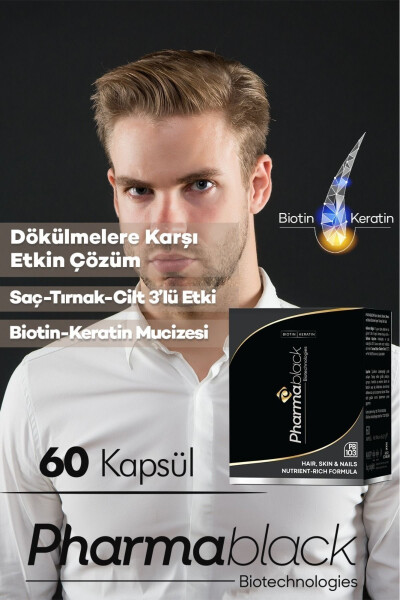 Saç Dökülmelerine Karşı Biotin & Keratin Vitamin Kompleksi 60 Kapsül - 23 Etken Madde / 2 Aylık Doz - 13