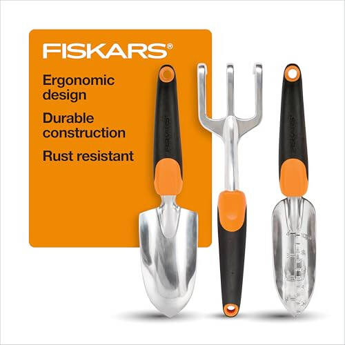 Садовый набор инструментов Fiskars 3 в 1, включает в себя садовую лопатку, пересадочную лопату и культиватор для садоводства на открытом воздухе, эргономичный набор садовых инструментов - 1