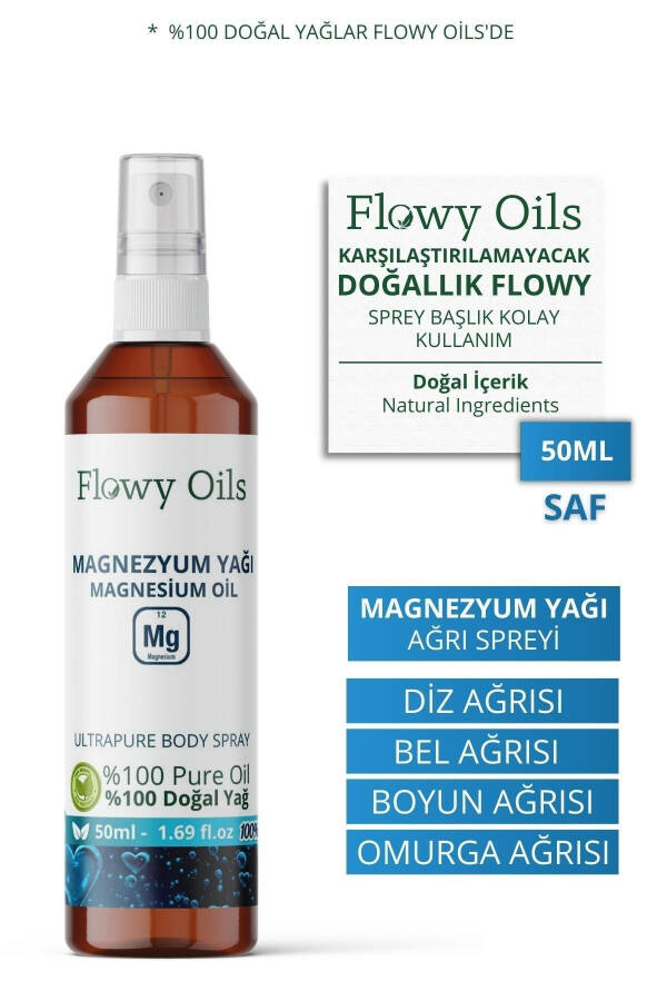 Saf Magnezyum Yağı Doğal Bitkisel Sprey Masaj Yağı Magnesium Oil 50ml - 1