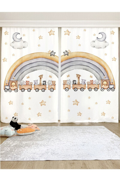 Safari Train Patterned Kids & Baby Room Blackout Curtain (SINGLE PANEL PRICING) - 1