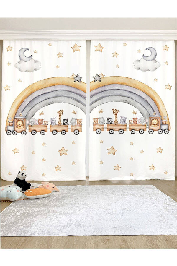 Safari Train Patterned Kids & Baby Room Blackout Curtain (SINGLE PANEL PRICING) - 1