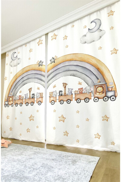 Safari Train Patterned Kids & Baby Room Blackout Curtain (SINGLE PANEL PRICING) - 3