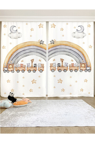 Safari Train Patterned Kids & Baby Room Blackout Curtain (SINGLE PANEL PRICING) - 5