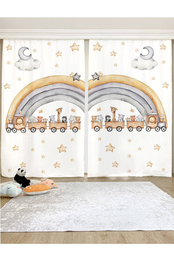 Safari Train Patterned Kids & Baby Room Blackout Curtain (SINGLE PANEL PRICING) - 5