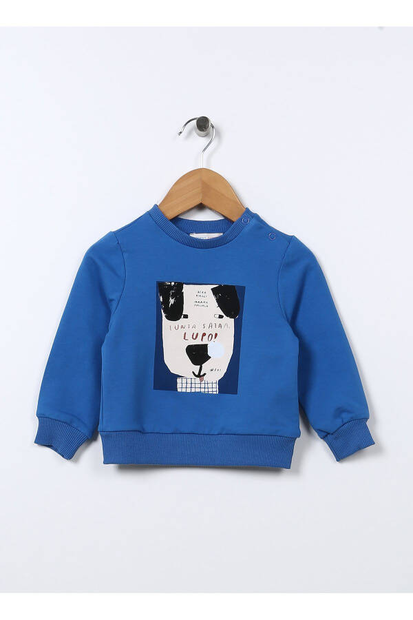 Saks Erkek Bebek Bisiklet Yaka Uzun Kollu Baskılı Sweatshirt - 1