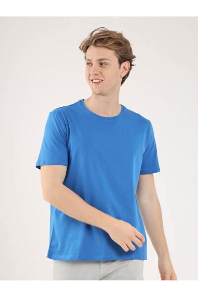 Saks Erkek Slim Fit Düz Bisiklet Yaka Tshirt - 70923 - 7