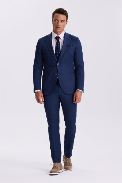 Saks Slim Fit Mono Yaka Tensel Matodan Ikkita Yoriq Torba Cho‘ntakli Kostyum - 5