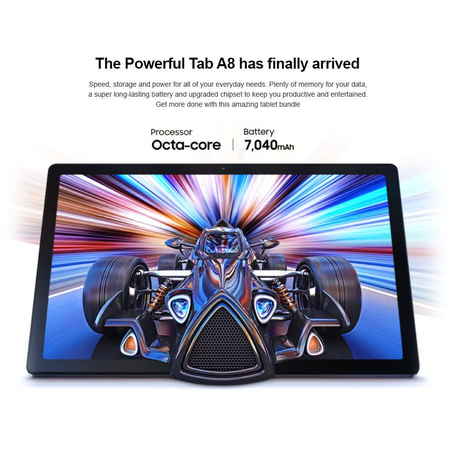 Samsung 2022 Galaxy Tab A8 10.5” dyuymli 32 GB Wi-Fi Android 11 Sensorli Ekran Xalqaro Planshet To'plami - MDTec Qattiq Orqa Uch Katlamli Stend Qopqoq va 64GB microSD Karta [Kulrang] - 4