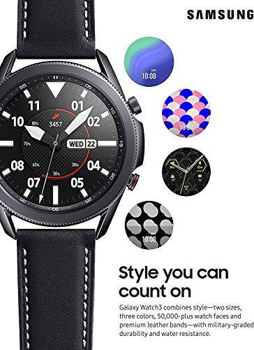 Samsung Galaxy Watch 3 (45 mm, GPS, Bluetooth) ilg'orlangan sog'liqni saqlash monitoringi, fitnessni kuzatish va uzoq muddatli batareyasi bo'lgan aqlli soat - Mistik qora (yangilangan) - 2