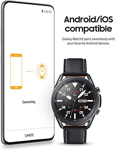 Samsung Galaxy Watch 3 (45 mm, GPS, Bluetooth) ilg'orlangan sog'liqni saqlash monitoringi, fitnessni kuzatish va uzoq muddatli batareyasi bo'lgan aqlli soat - Mistik qora (yangilangan) - 5