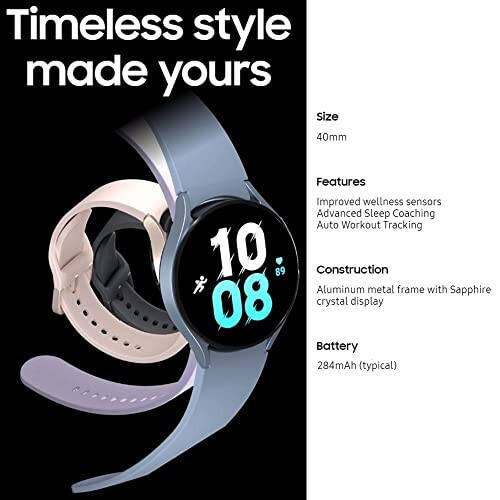 SAMSUNG Galaxy Watch 5 40mm Bluetooth Akıllı Saat, Vücut, Sağlık, Fitness ve Uyku Takibi, Geliştirilmiş Pil, Safir Kristal Cam, Gelişmiş GPS Takibi, ABD Sürümü, Gri (Yenilenmiş) - 13