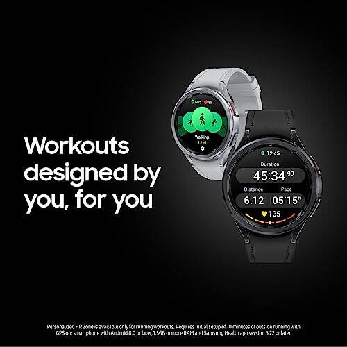 SAMSUNG Galaxy Watch 6 Classic 47mm Bluetooth Akıllı Saat, Dönen Çerçeve, Fitness Takip Cihazı, Kişiselleştirilmiş Kalp Atış Hız Bölgeleri, Gelişmiş Uyku Koçluğu, Kalp Monitörü, BIA Sensörü, Sağlık Bilgileri, ABD Sürümü, Siyah - 5