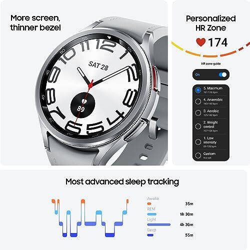 SAMSUNG Galaxy Watch 6 Classic 47mm Bluetooth Smartwatch, Rotating Bezel, Fitness Tracker, Personalized HR Zones, Advanced Sleep Coaching, Heart Monitor, BIA Sensor, Health Insights, US Version, Black - 2