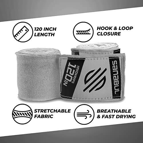 Sanabul Elastic 120 Inch Boxing Hand Wraps | Kickboxing Handwraps for Boxing Gloves for Men, Women, and Kids | Muay Thai MMA Hand Wraps - 9