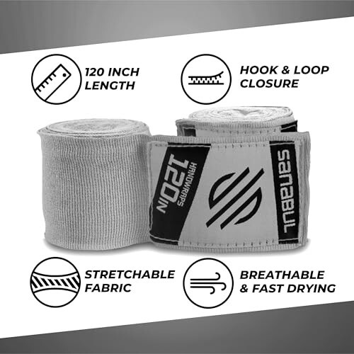 Sanabul Elastic 120 Inch Boxing Hand Wraps | Kickboxing Handwraps for Boxing Gloves for Men, Women, and Kids | Muay Thai MMA Hand Wraps - 6