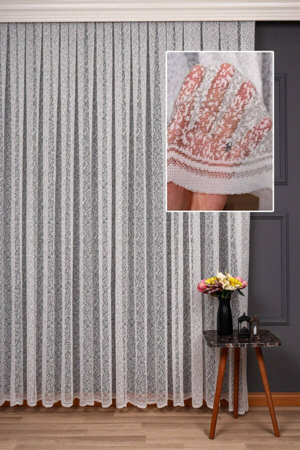 Sand Pattern Extra-Foam Honeycomb Top (short) Plain Seam Pleated Tulle Curtain Ironless - 1