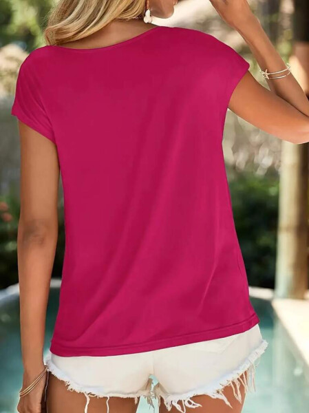 Sandy blouse with a decolletage neckline and short sleeves. - 4