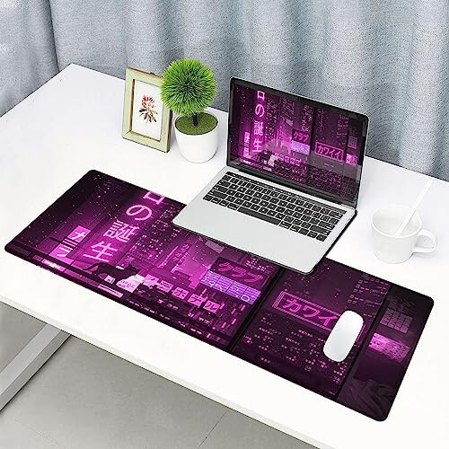 SANWUMIAN Oyun Mouse Pad'i, Büyük Anime Mouse Pad'leri Masa için, Kaymaz Kauçuk Taban Mousepad, Dikişli Kenarlı Klavye Mouse Mat Masa Pedi, 31.5x11.8 inç - 6