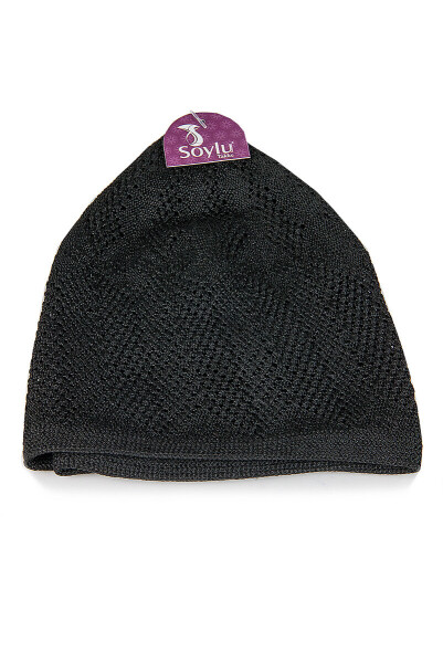 Sapphire Fine Knit Lace Prayer Cap Black 1 Piece - 4